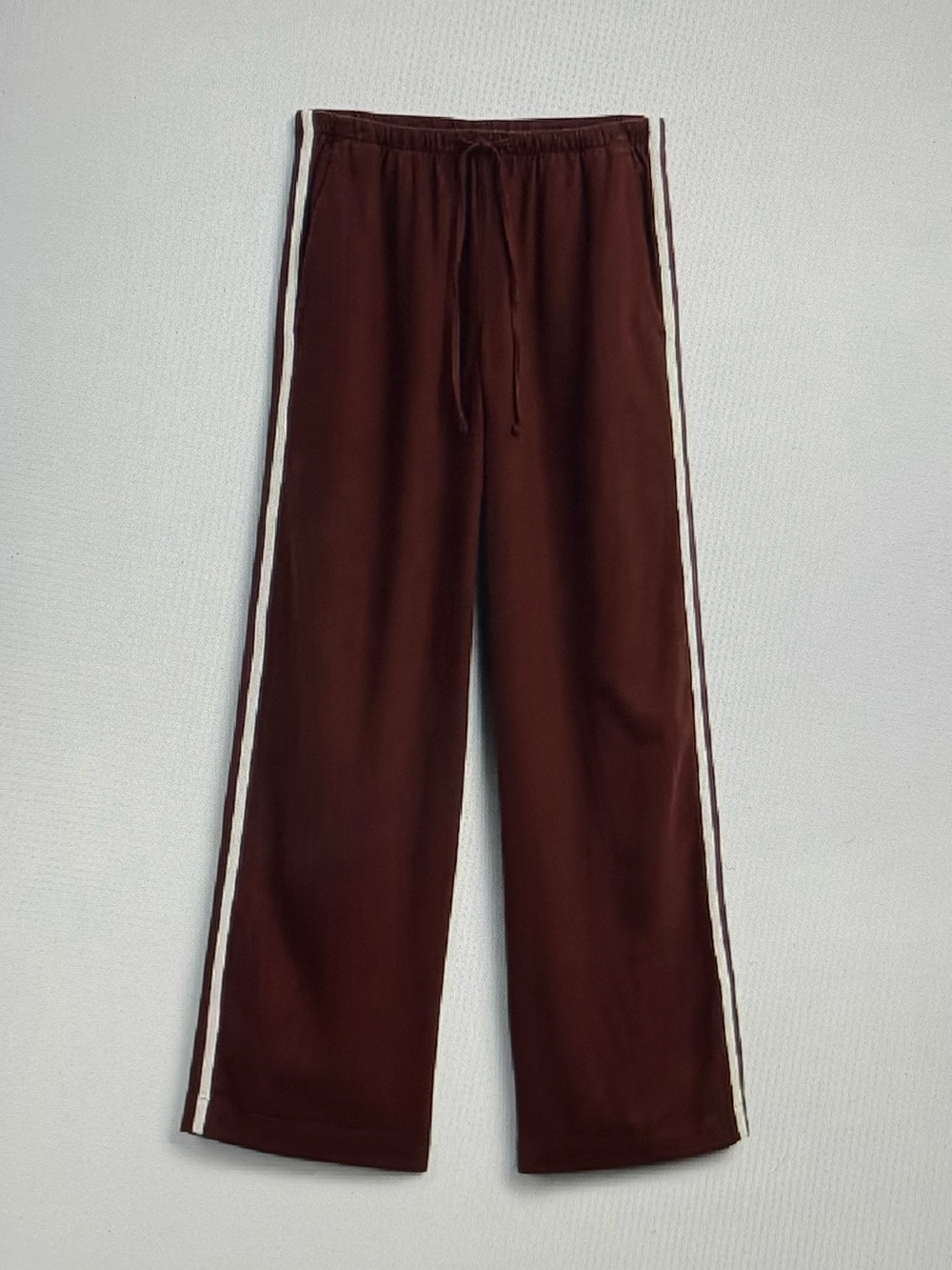 GAP Chocolate Bar Brown Wide-Leg Pants with White Side Stripes